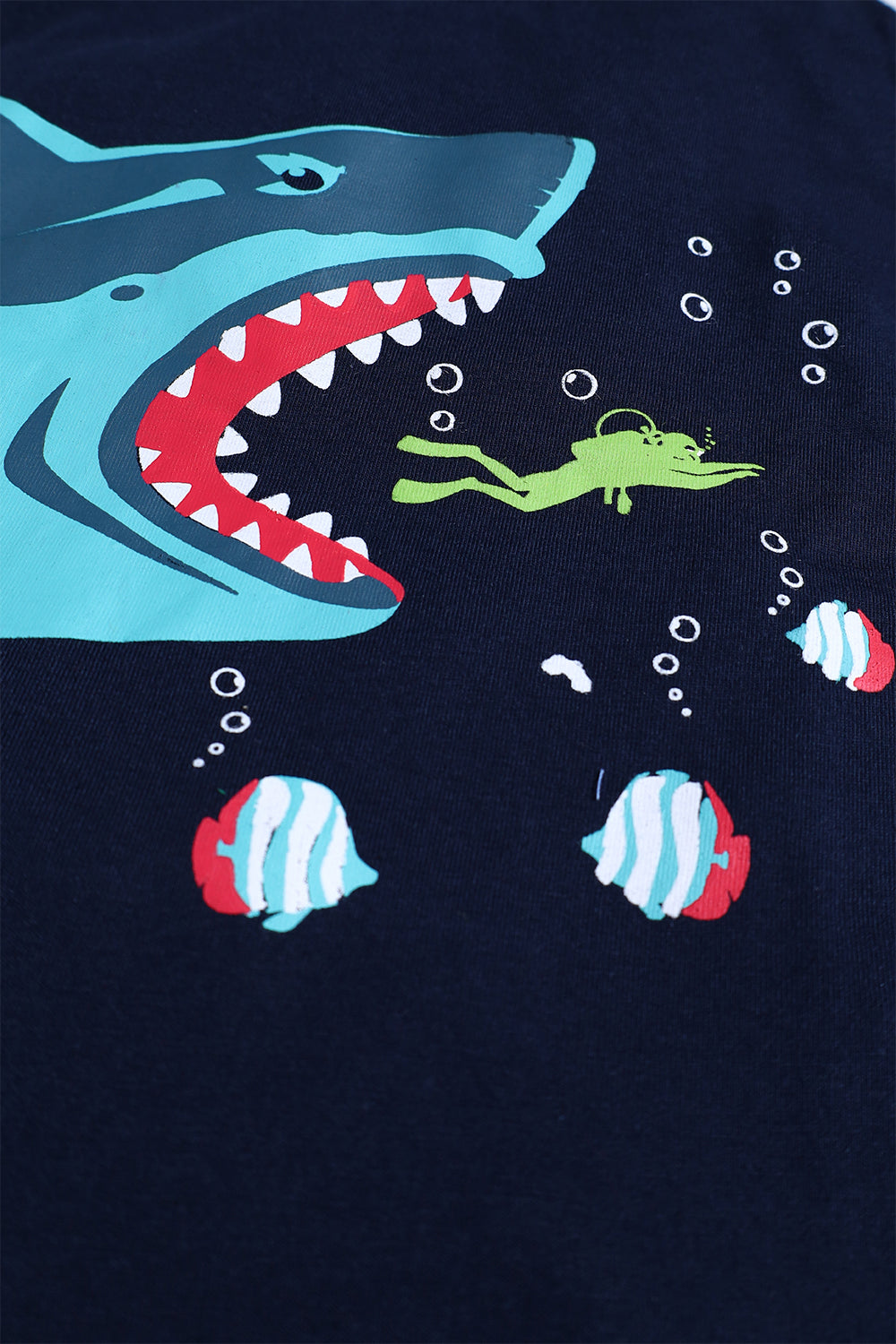 Shark garphic T-shirt 100% cotton jersey fabric