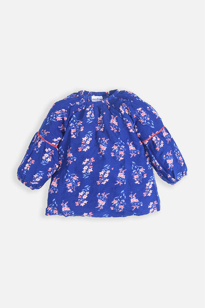Navy Blue Printed Woven Top