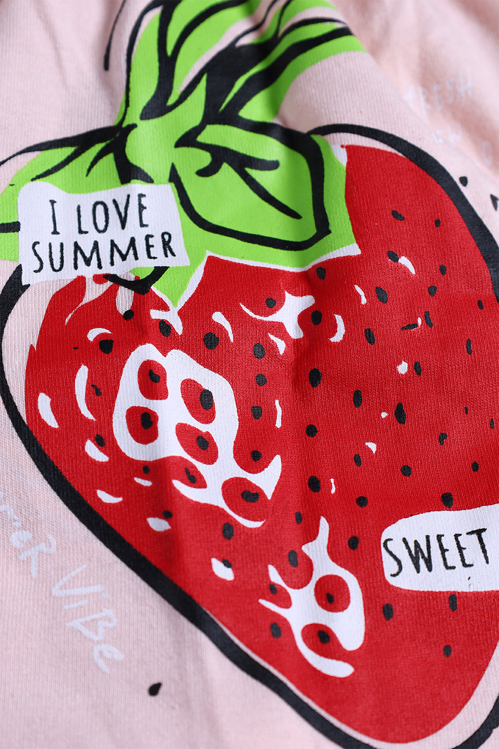 Strawberry graphic T-shirt 100% cotton jersey fabric