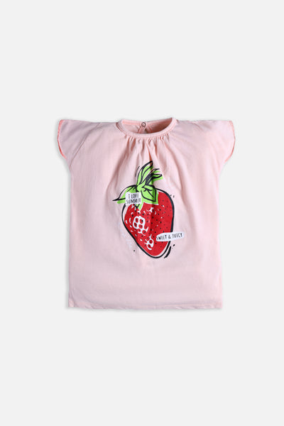 Strawberry graphic T-shirt 100% cotton jersey fabric