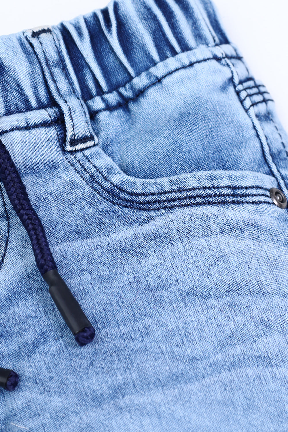 Light blue Denim short with draw string 100% cotton fabric
